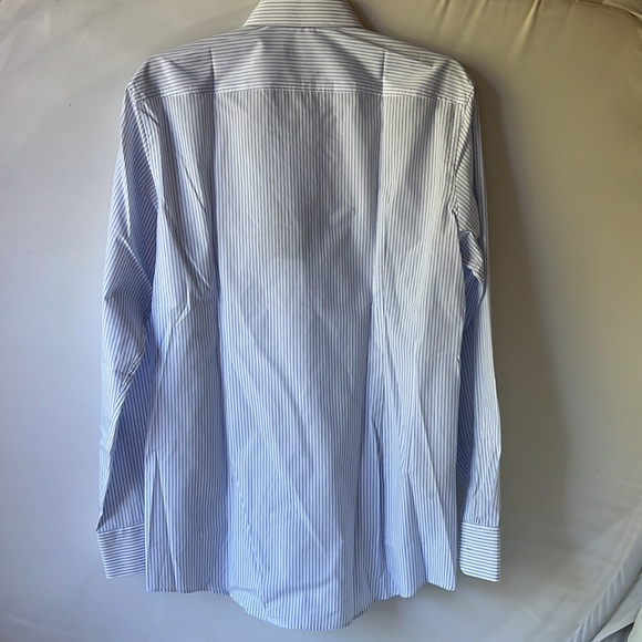 Boss Hugo Boss Dress Shirt Sharp Fit Blue White Stripe 15 32/33 New - Picture 7 of 12